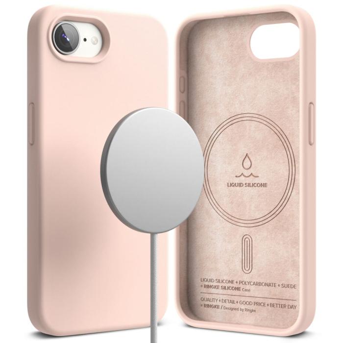 Bild 2, Ringke Ringke iPhone 17e / 16e Skal MagSafe Silikon Pink Sand - Teknikhallen.se