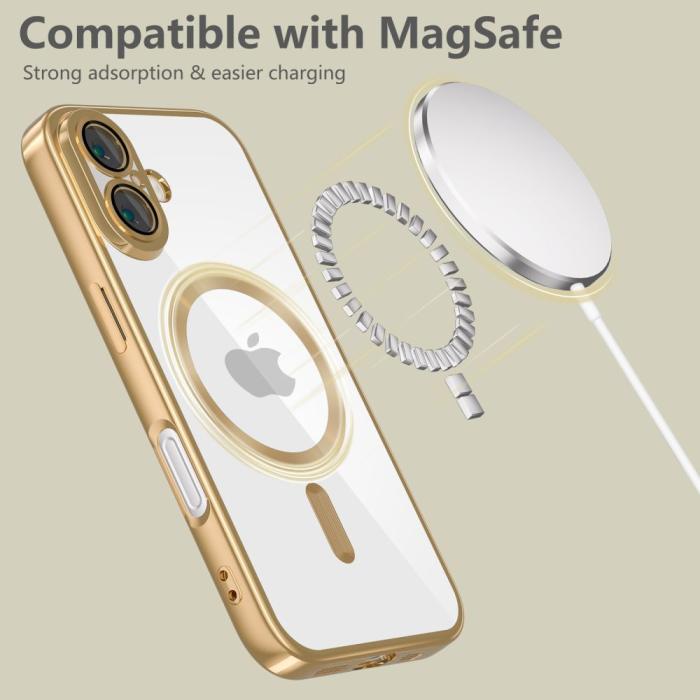Bild 4, Tech-Protect Tech-Protect iPhone 17e / 16e Skal MagSafe MagFlex Shiny Gold - Teknikhallen.se