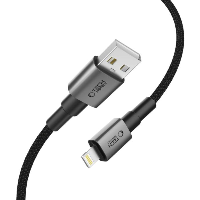 Bild 3, Tech-Protect Tech-Protect 1m 15W/2.4A Lightning Kabel UltraBoost Iron Grey - Teknikhallen.se