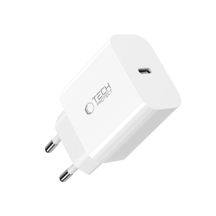 Bild 4, Tech-Protect Tech-Protect 20W USB-C Väggladdare PD Inkl. USB-C Kabel Vit - Teknikhallen.se