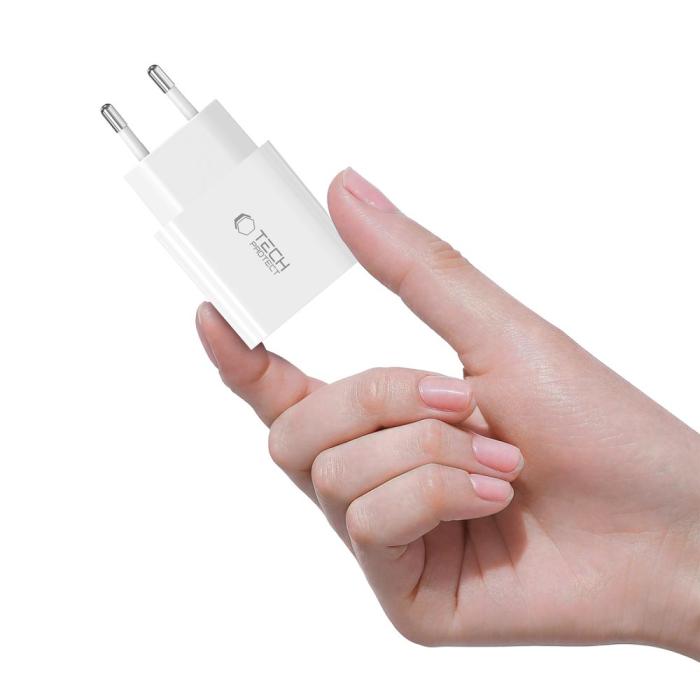 Bild 6, Tech-Protect Tech-Protect 20W USB-C Väggladdare PD Inkl. USB-C Kabel Vit - Teknikhallen.se