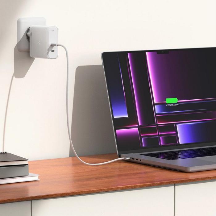 Bild 2, Spigen Spigen 140W 2x USB-C Väggladdare Arcstation Pro Vit - Teknikhallen.se