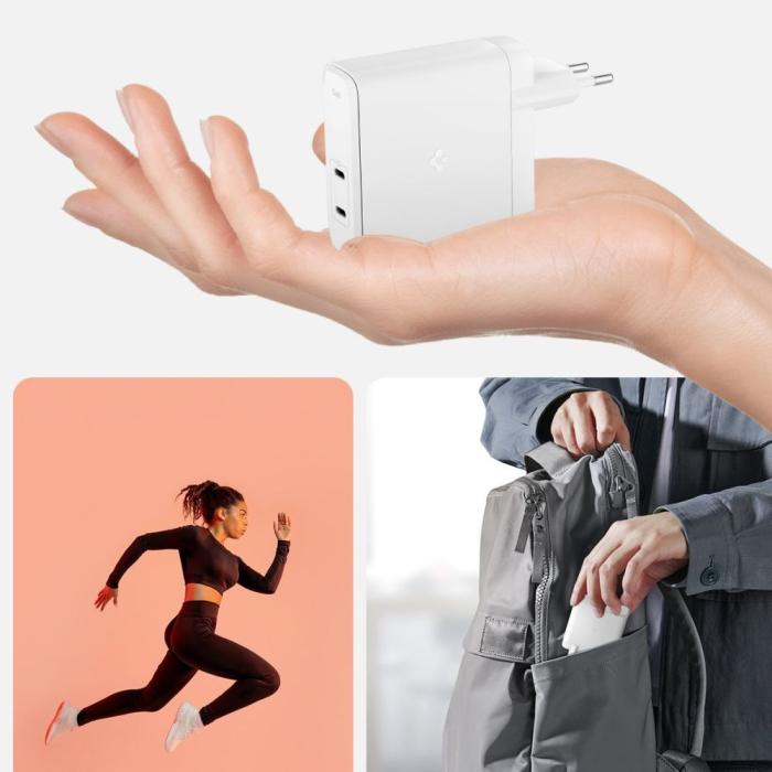 Bild 5, Spigen Spigen 140W 2x USB-C Väggladdare Arcstation Pro Vit - Teknikhallen.se