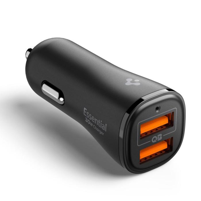 Bild 4, Spigen Spigen 30W Billaddare 2x USB-A Essential Svart - Teknikhallen.se