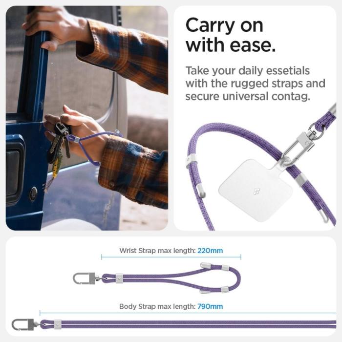 Bild 3, Spigen Spigen Mobilsnöre / Handledsrem Strap Set Deep Purple - Teknikhallen.se
