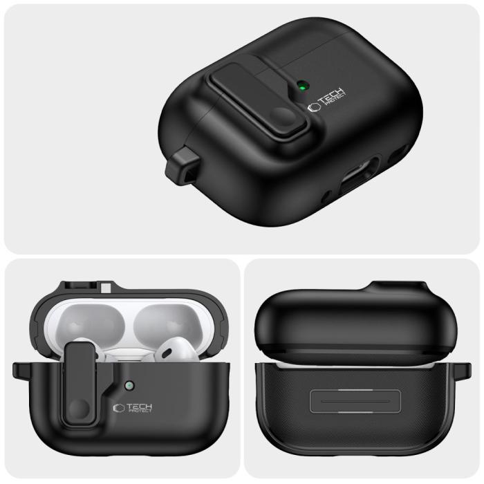 Bild 4, Tech-Protect Tech-Protect AirPods Pro 2/1 Skal Slim Hook Svart - Teknikhallen.se