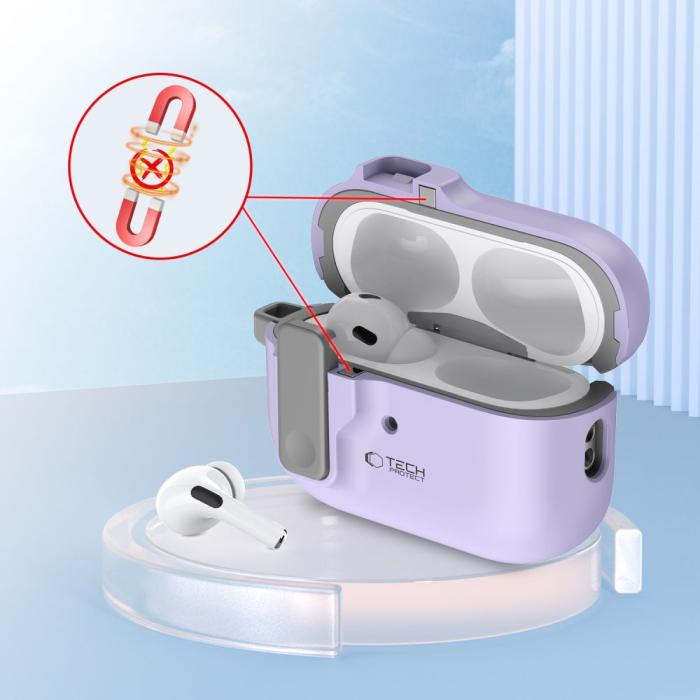 Bild 5, Tech-Protect Tech-Protect AirPods Pro 2/1 Skal Slim Hook Lavender - Teknikhallen.se
