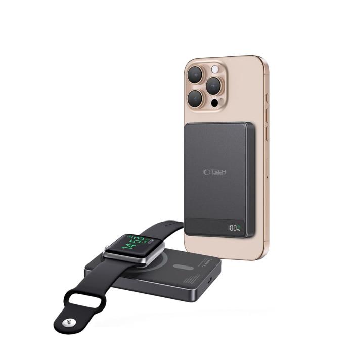 Bild 2, Tech-Protect Tech-Protect 5000 mAh MagSafe Powerbank LifeMag Svart - Teknikhallen.se