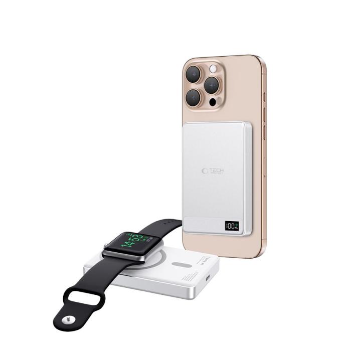 Bild 2, Tech-Protect Tech-Protect 5000 mAh MagSafe Powerbank LifeMag Silver - Teknikhallen.se