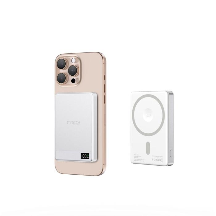 Bild 5, Tech-Protect Tech-Protect 5000 mAh MagSafe Powerbank LifeMag Silver - Teknikhallen.se