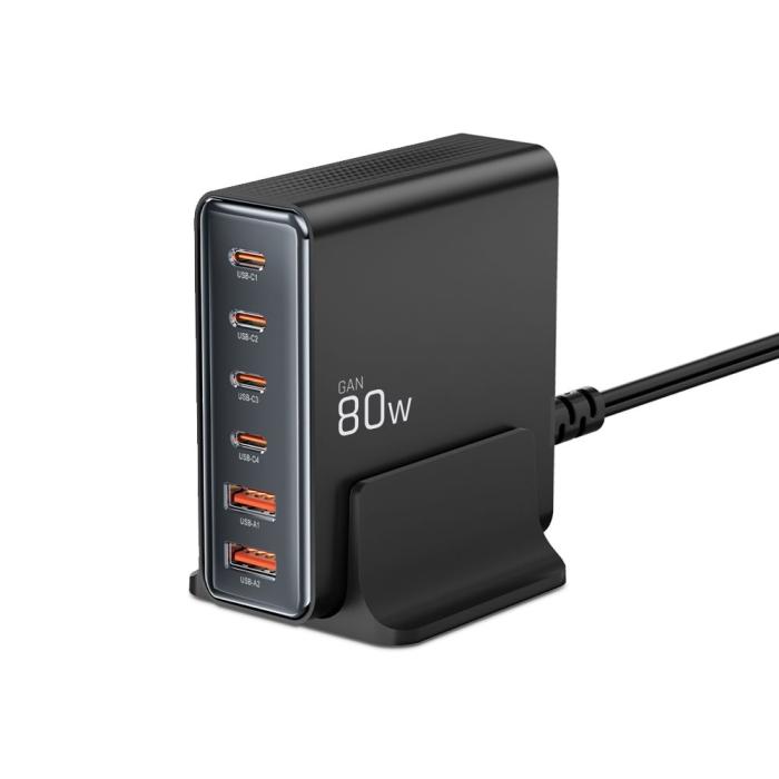 Bild 2, Tech-Protect Tech-Protect 80W Laddstation USB-C / USB-A Svart - Teknikhallen.se