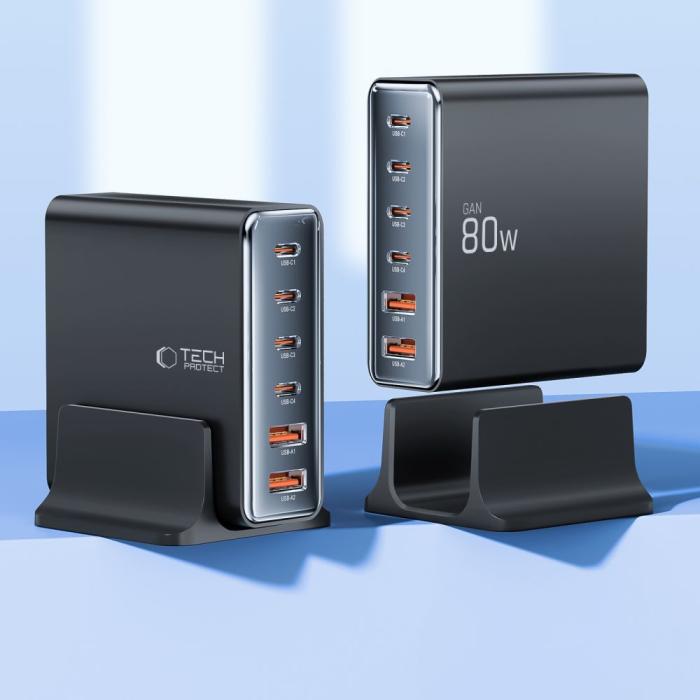 Bild 3, Tech-Protect Tech-Protect 80W Laddstation USB-C / USB-A Svart - Teknikhallen.se
