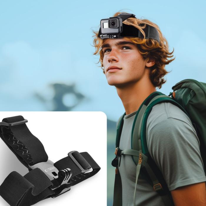Bild 3, Tech-Protect Tech-Protect Huvudfäste För GoPro / DJI Actionkamera Svart - Teknikhallen.se