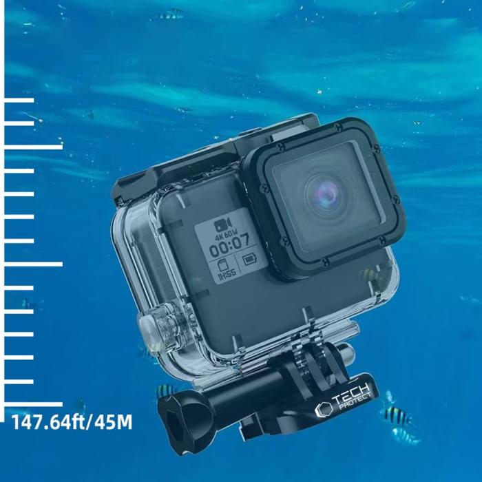 Bild 3, Tech-Protect Tech-Protect GoPro Hero 5/6/7 Vattentät Fodral Transparent - Teknikhallen.se