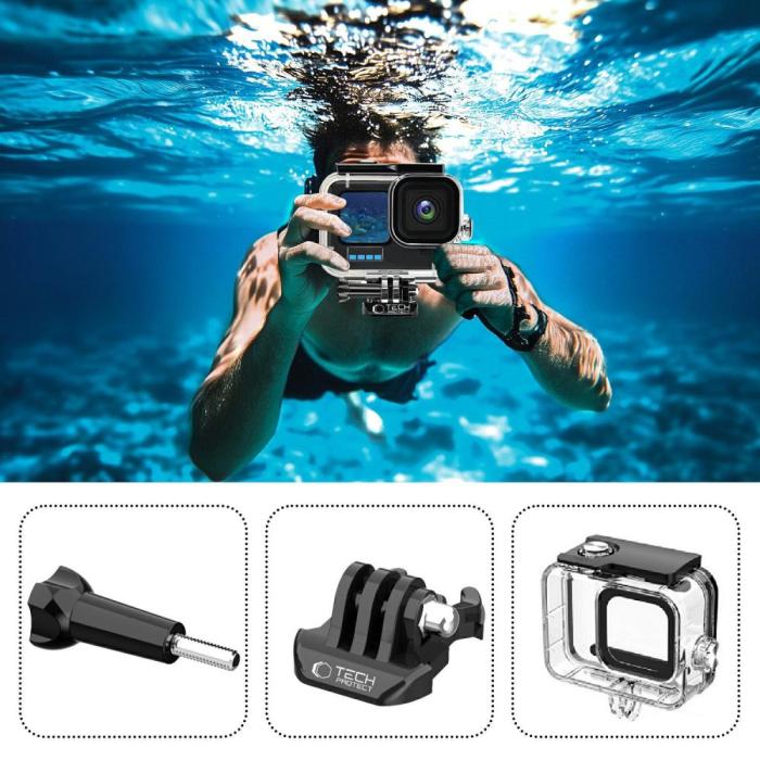 Bild 2, Tech-Protect Tech-Protect GoPro Hero 9-13 Vattentät Fodral Transparent - Teknikhallen.se