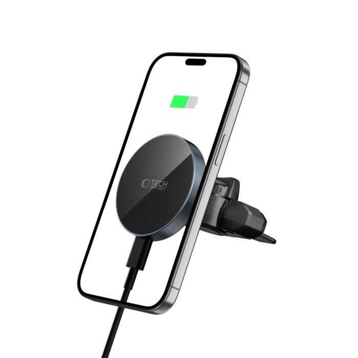 Bild 2, Tech-Protect Tech-Protect 15W Magnetisk MagSafe Laddare För Luftventil Svart - Teknikhallen.se