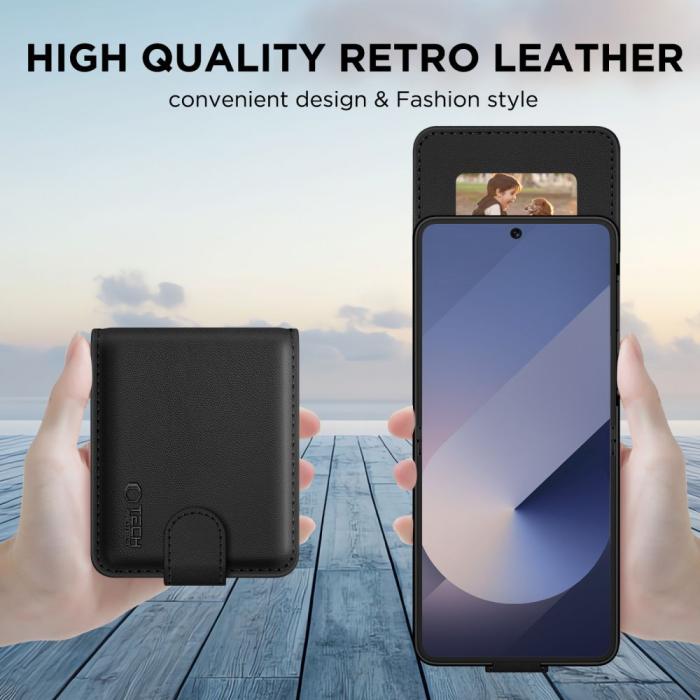 Bild 2, Tech-Protect Tech-Protect Galaxy Z Flip 7 Fodral Läder Svart - Teknikhallen.se