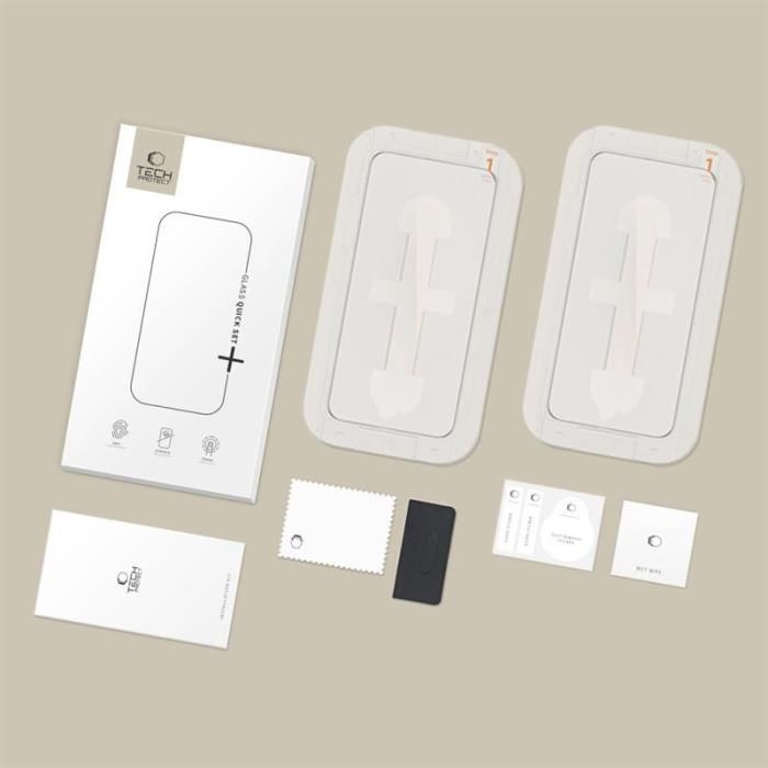 Bild 5, Tech-Protect Tech-Protect iPhone 12 / 12 Pro 2-PACK Skärmskydd Quick Set+ Svart - Teknikhallen.se