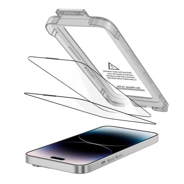 Bild 2, Tech-Protect Tech-Protect iPhone 14 Pro 2-PACK Skärmskydd Quick Set+ Svart - Teknikhallen.se