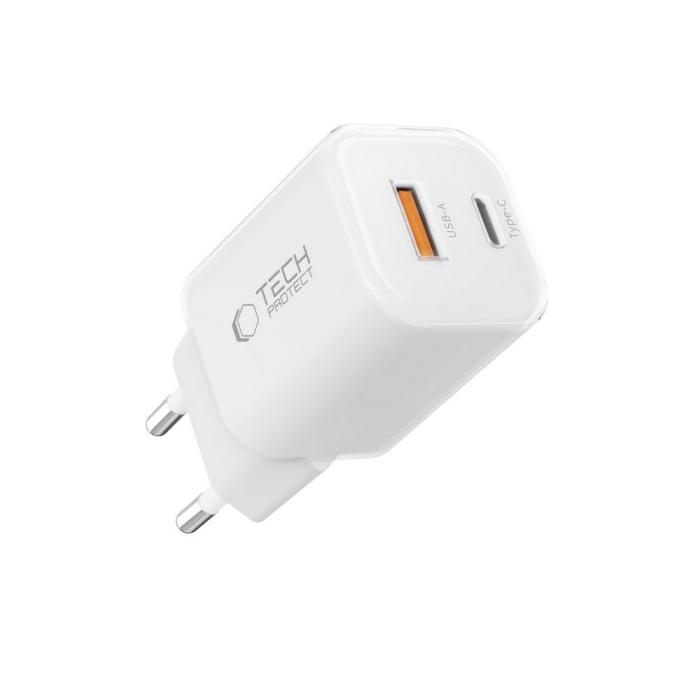 Bild 2, Tech-Protect Tech-Protect 33W Väggladdare PD QC USB-C / USB-A Vit - Teknikhallen.se