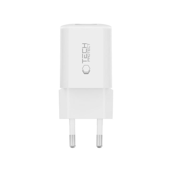 Bild 3, Tech-Protect Tech-Protect 33W Väggladdare PD QC USB-C / USB-A Vit - Teknikhallen.se