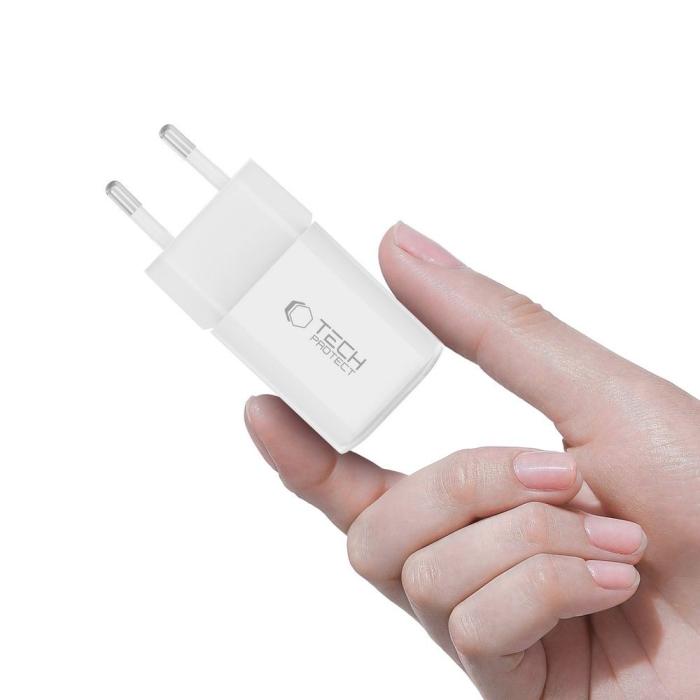 Bild 5, Tech-Protect Tech-Protect 33W Väggladdare PD QC USB-C / USB-A Vit - Teknikhallen.se