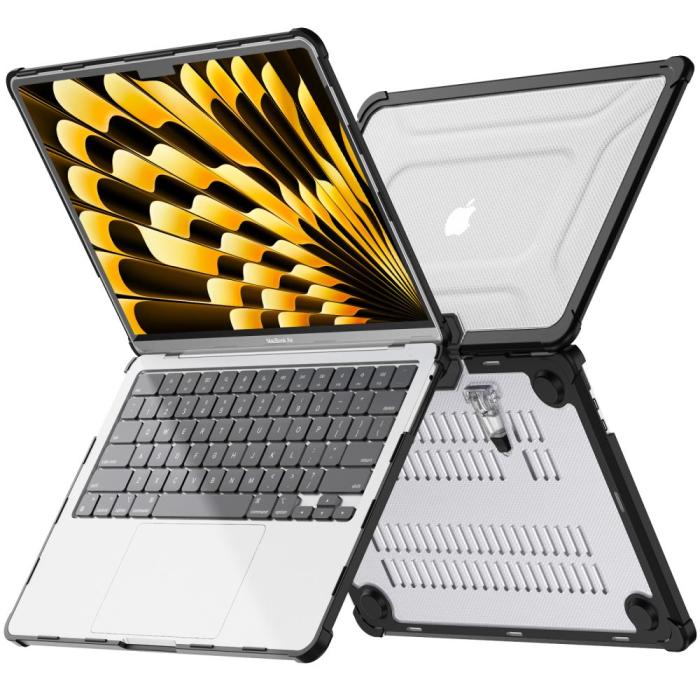 Bild 3, Tech-Protect Tech-Protect MacBook Air 13 2025-2023 Skal SmartShell Black/Clear - Teknikhallen.se
