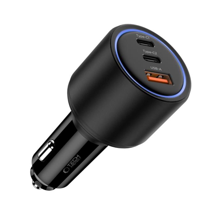 Bild 2, Tech-Protect Tech-Protect 175W PD USB-C / USB-A Billaddare Svart - Teknikhallen.se