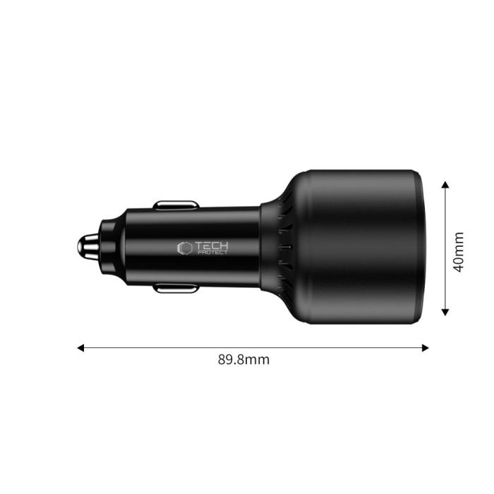 Bild 3, Tech-Protect Tech-Protect 175W PD USB-C / USB-A Billaddare Svart - Teknikhallen.se