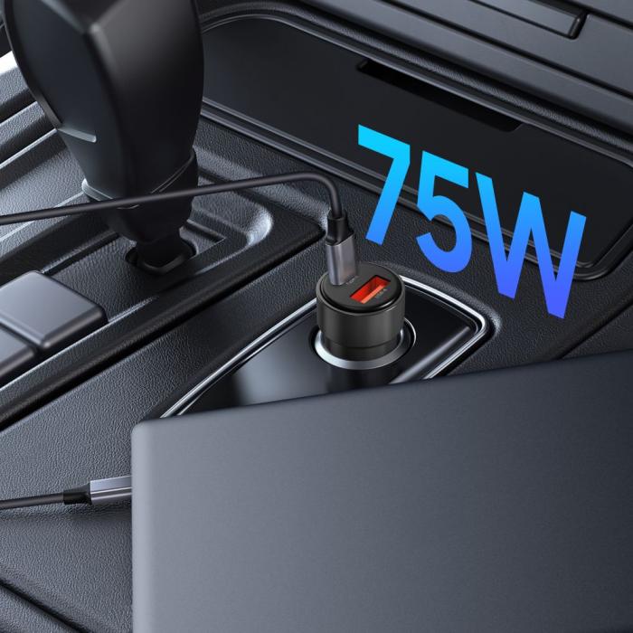 Bild 5, Tech-Protect Tech-Protect 75W PD USB-C / USB-A Billaddare Svart - Teknikhallen.se