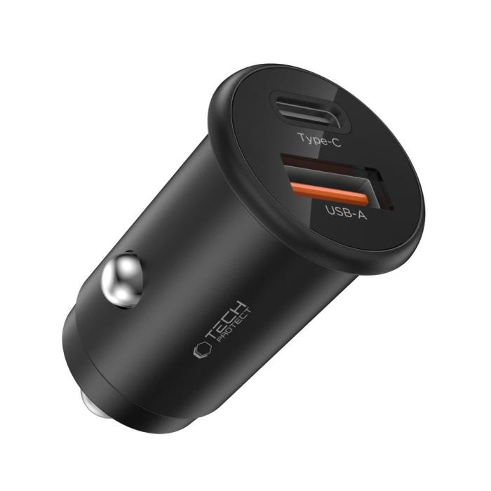 Bild 2, Tech-Protect Tech-Protect 35W PD QC USB-C / USB-A Billddare Svart - Teknikhallen.se