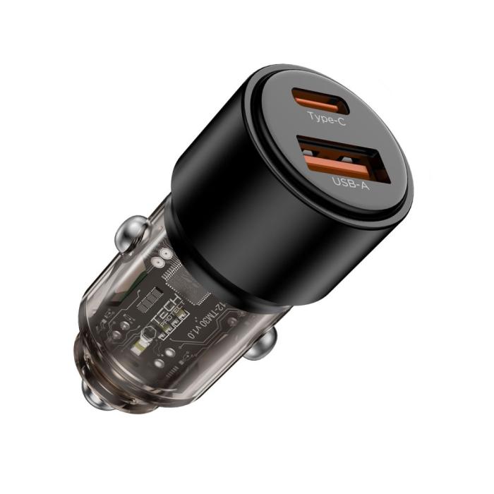 Bild 2, Tech-Protect Tech-Protect 95W PD QC Billaddare USB-C / USB-A Svart - Teknikhallen.se