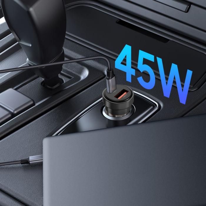 Bild 5, Tech-Protect Tech-Protect 45W PD QC Billaddare USB-C / USB-A Svart - Teknikhallen.se