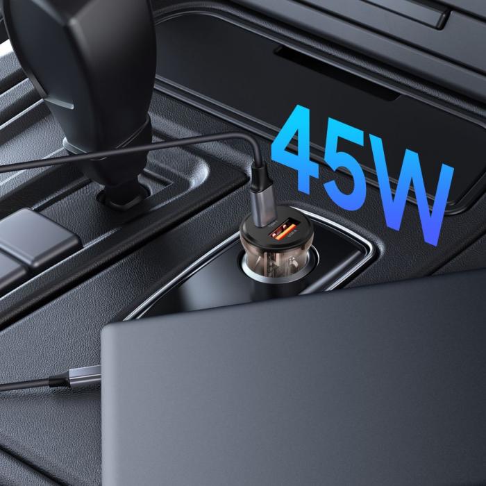 Bild 5, Tech-Protect Tech-Protect 45W PD QC Billaddare USB-C / USB-A Svart - Teknikhallen.se
