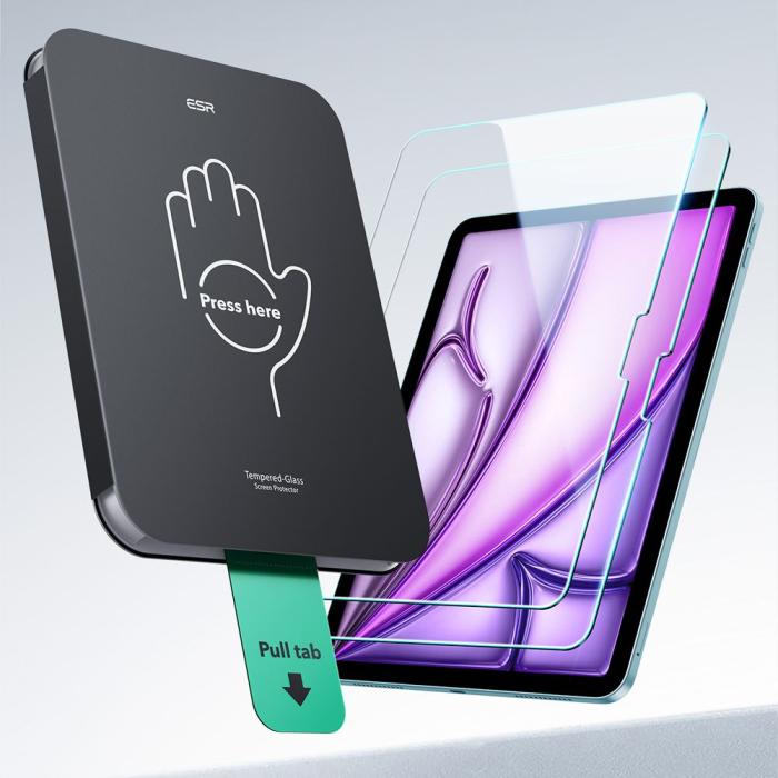 Bild 4, ESR ESR iPad Air 13 2026-2024 2-PACK Skärmskydd UltraFit Härdat Glas - Teknikhallen.se