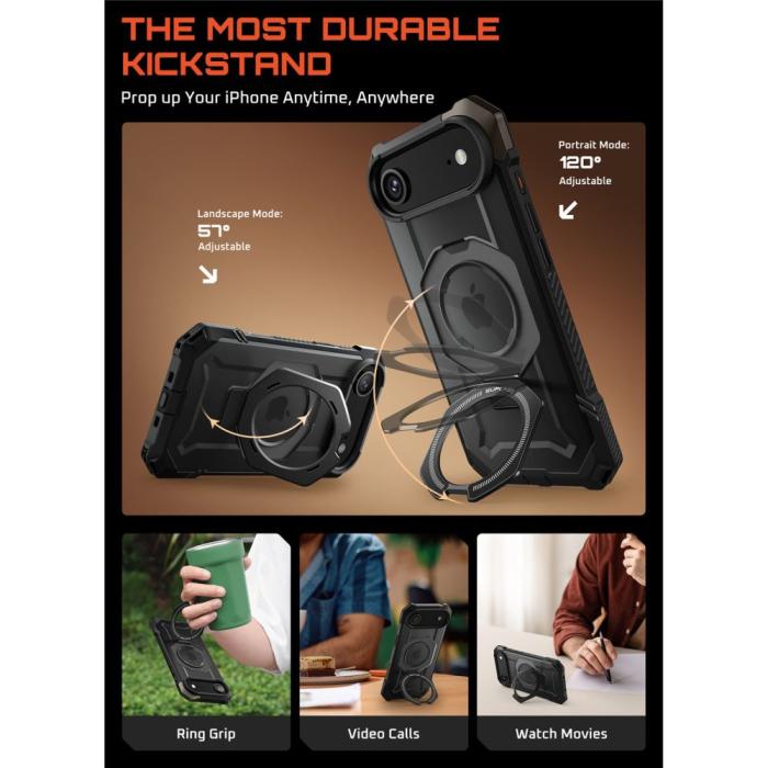 Bild 4, Supcase Supcase iPhone Air Skal MagSafe Unicorn Beetle Grip Svart - Teknikhallen.se