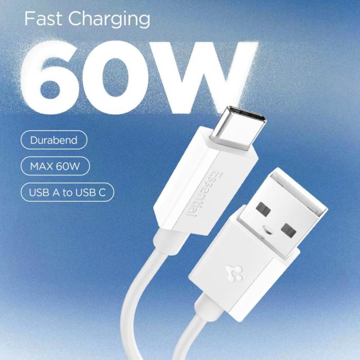 Bild 2, Spigen Spigen 1m 60W USB-C Kabel Essential Vit - Teknikhallen.se