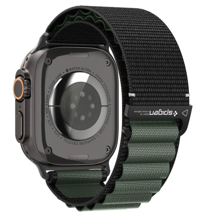 Bild 2, Spigen Spigen Apple Watch 42/44/45/46/49 mm Armband Svart/Grön - Teknikhallen.se