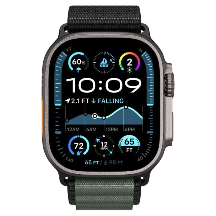 Bild 4, Spigen Spigen Apple Watch 42/44/45/46/49 mm Armband Svart/Grön - Teknikhallen.se