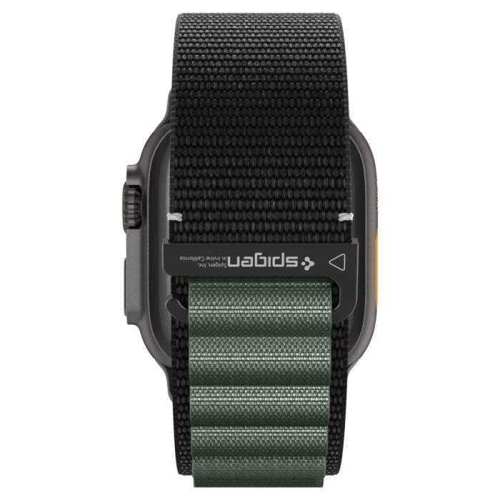 Bild 5, Spigen Spigen Apple Watch 42/44/45/46/49 mm Armband Svart/Grön - Teknikhallen.se