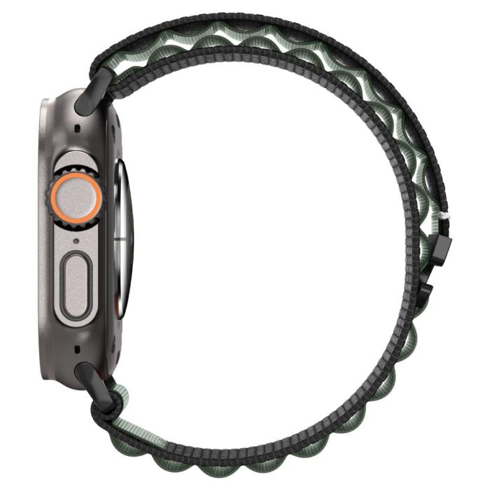 Bild 6, Spigen Spigen Apple Watch 42/44/45/46/49 mm Armband Svart/Grön - Teknikhallen.se