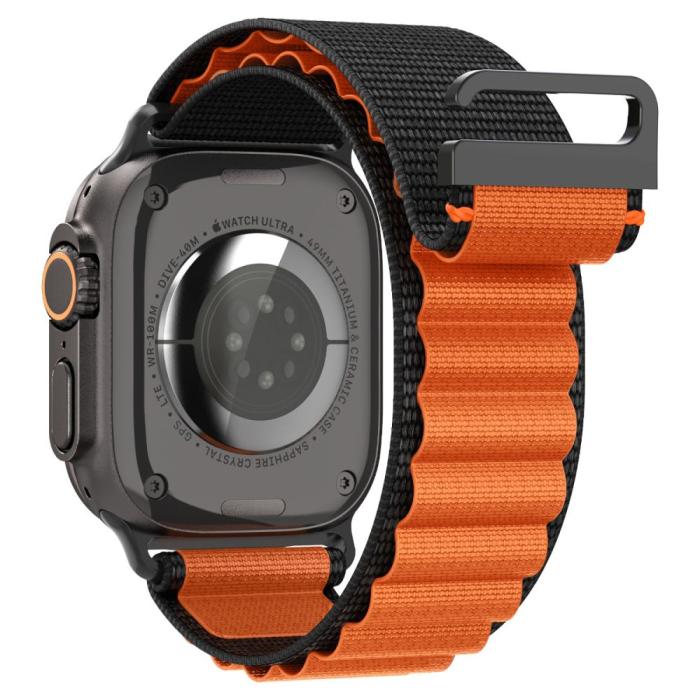 Bild 3, Spigen Spigen Apple Watch 42/44/45/46/49 mm Armband Svart/Orange - Teknikhallen.se