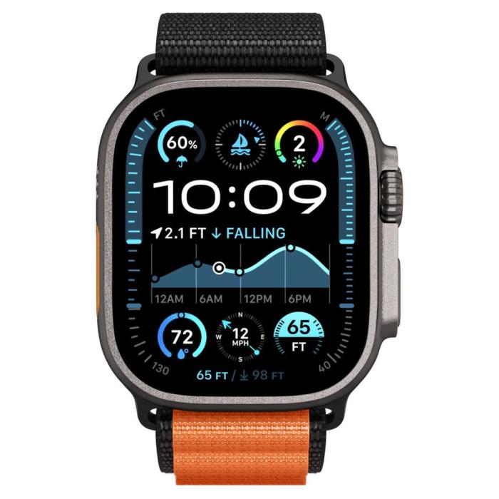 Bild 4, Spigen Spigen Apple Watch 42/44/45/46/49 mm Armband Svart/Orange - Teknikhallen.se