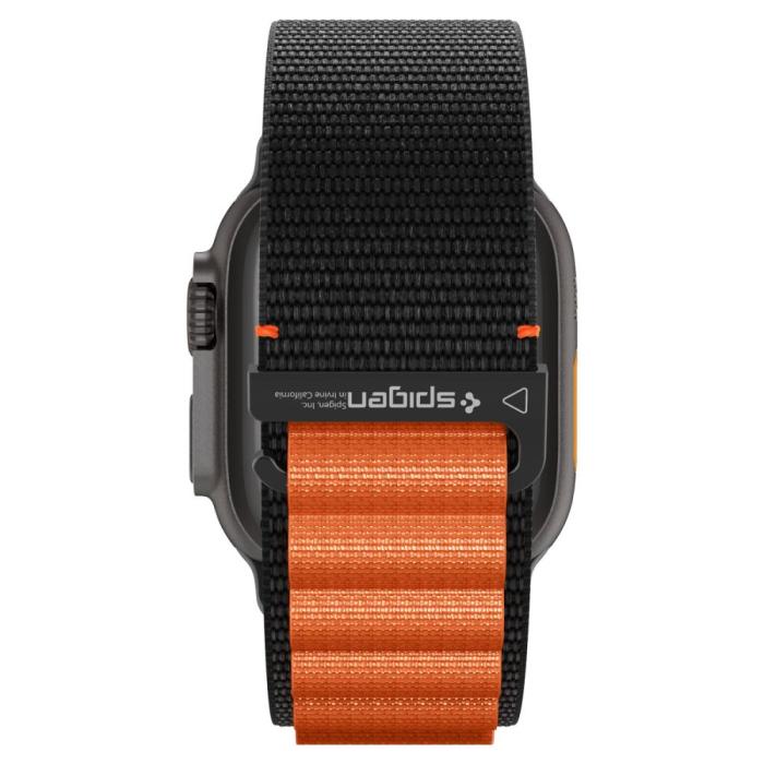 Bild 5, Spigen Spigen Apple Watch 42/44/45/46/49 mm Armband Svart/Orange - Teknikhallen.se