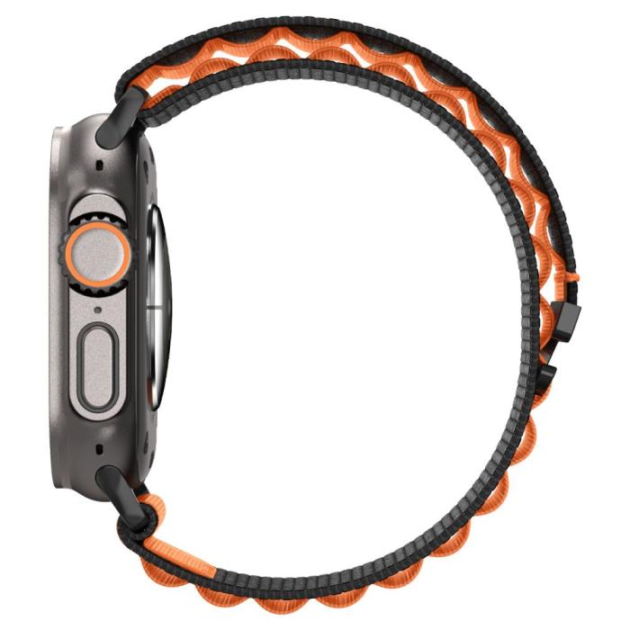 Bild 6, Spigen Spigen Apple Watch 42/44/45/46/49 mm Armband Svart/Orange - Teknikhallen.se