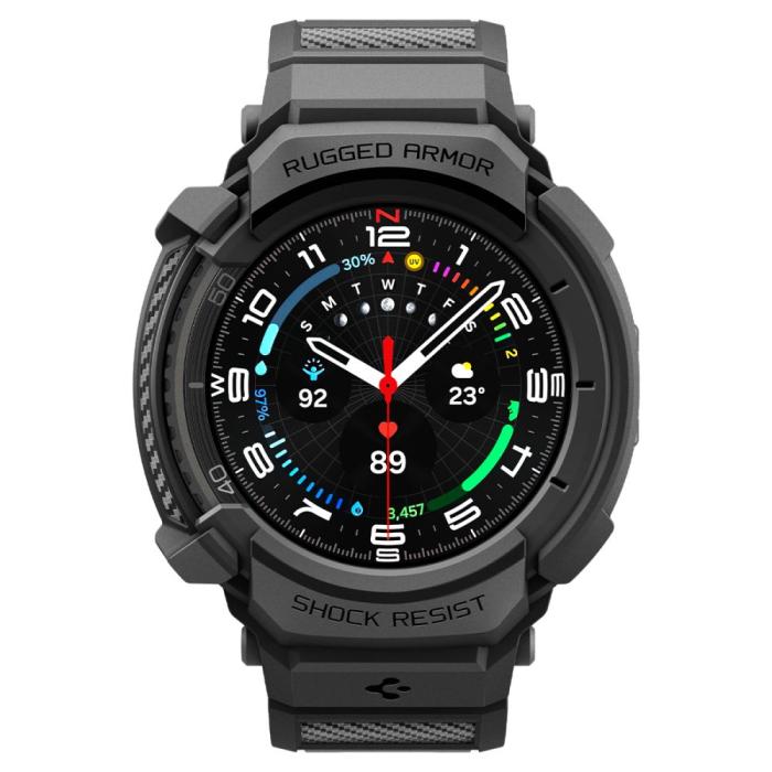 Bild 2, Spigen Spigen Galaxy Watch 8 46 mm Skal/Armband Rugged Armor 'Pro' Matt Svart - Teknikhallen.se