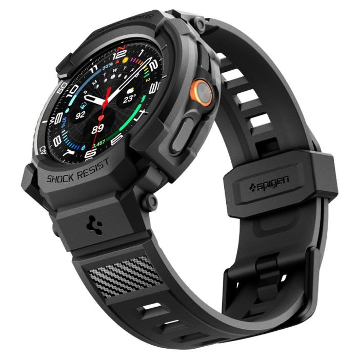 Bild 5, Spigen Spigen Galaxy Watch 8 46 mm Skal/Armband Rugged Armor 'Pro' Matt Svart - Teknikhallen.se