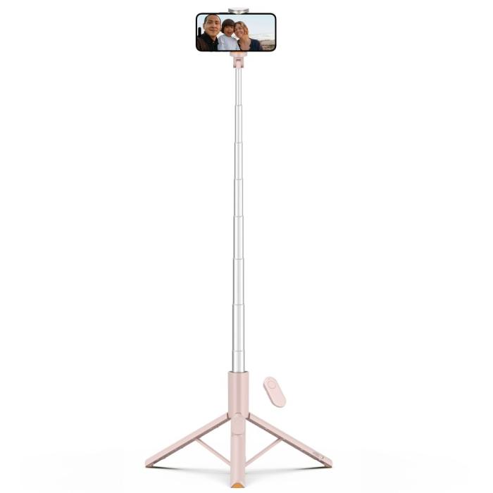 Bild 2, Tech-Protect Tech-Protect 146 cm Bluetooth Selfiestick Tripod Rosa - Teknikhallen.se