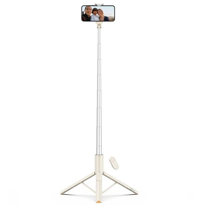 Bild 2, Tech-Protect Tech-Protect 146 cm Bluetooth Selfiestick Tripod Beige - Teknikhallen.se