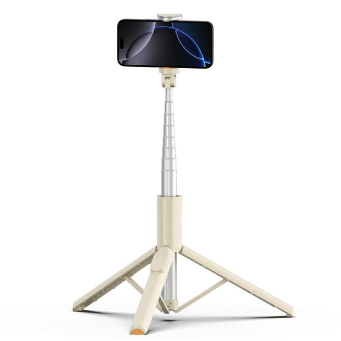 Bild 5, Tech-Protect Tech-Protect 146 cm Bluetooth Selfiestick Tripod Beige - Teknikhallen.se